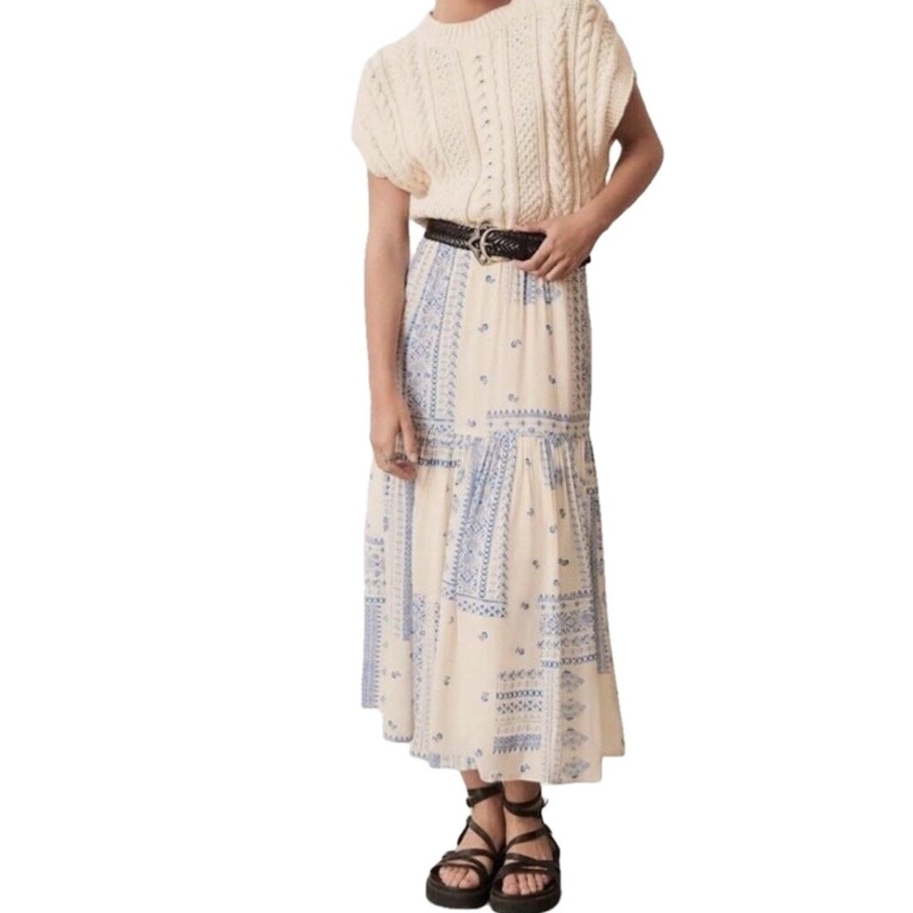 Maison d'Amelie Paris Bandana Printed Pleated Midi Skirt